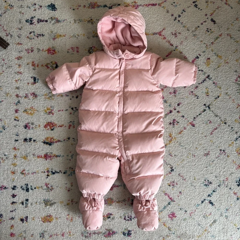 Baby GAP Snow Suit One Piece Pink 6-12 Months Puffer Warm